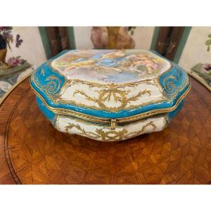 Sevres Porcelain Box Château Des Tuileries With Painting Signed By A. Collot