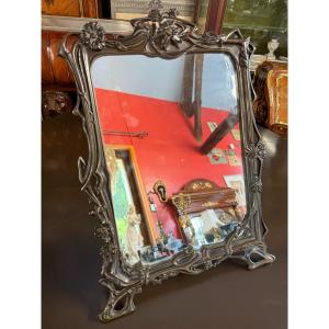 Art Nouveau Bronze Table Mirror