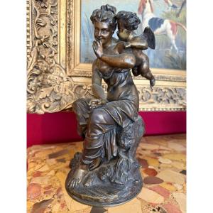 Bronze Statue "allegory Of Love" Signed Trodoux