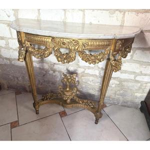 CONSOLE EN BOIS DORE LOUIS XVI - 18ème