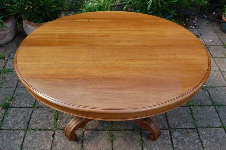 Napoleon III Table With Central Foot In Walnut With Six Extensions 16 Place Settings Late 19th Century-photo-3