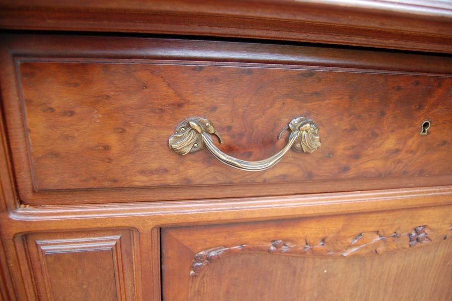 Buffet Two Corps D Art Nouveau School Of Nancy In Speckled Mahogany-photo-2