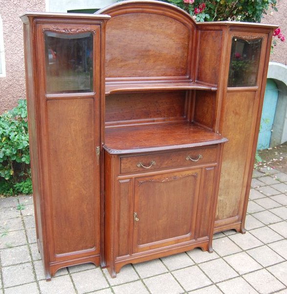 Buffet Two Corps D Art Nouveau School Of Nancy In Speckled Mahogany