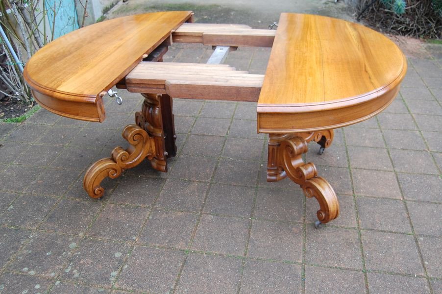 Napoleon III Table With Central Foot In Walnut With Six Extensions 16 Place Settings Late 19th Century-photo-4