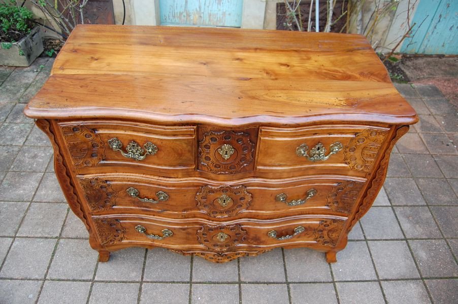 Commode Louis XV Lyonnaise In Walnut From The 18th Century-photo-6