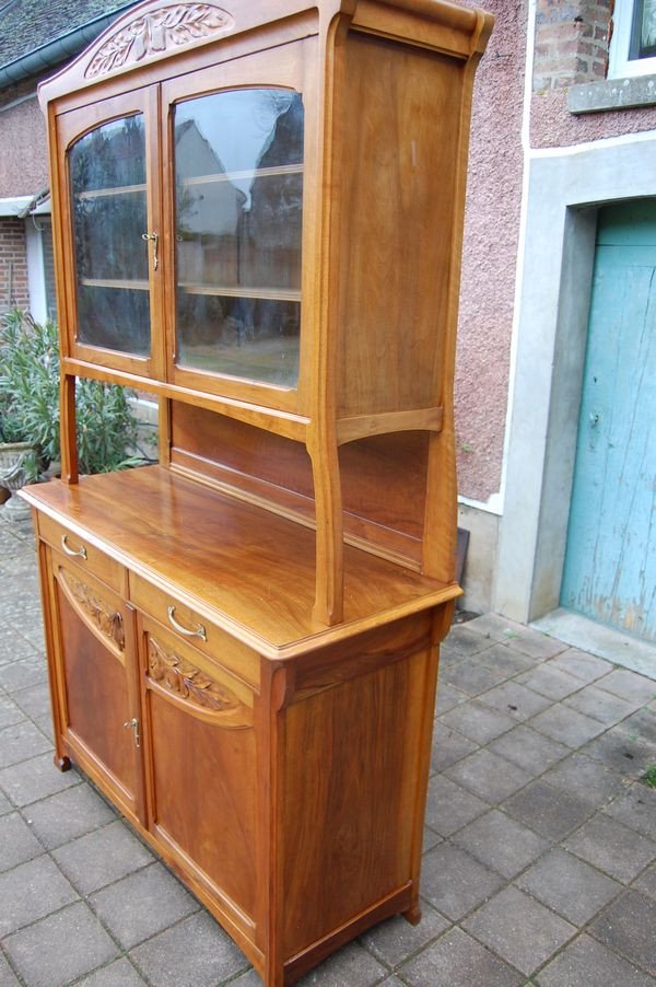 Buffet D Art Nouveau Period School Of Nancy In Burr Walnut And Oak-photo-2