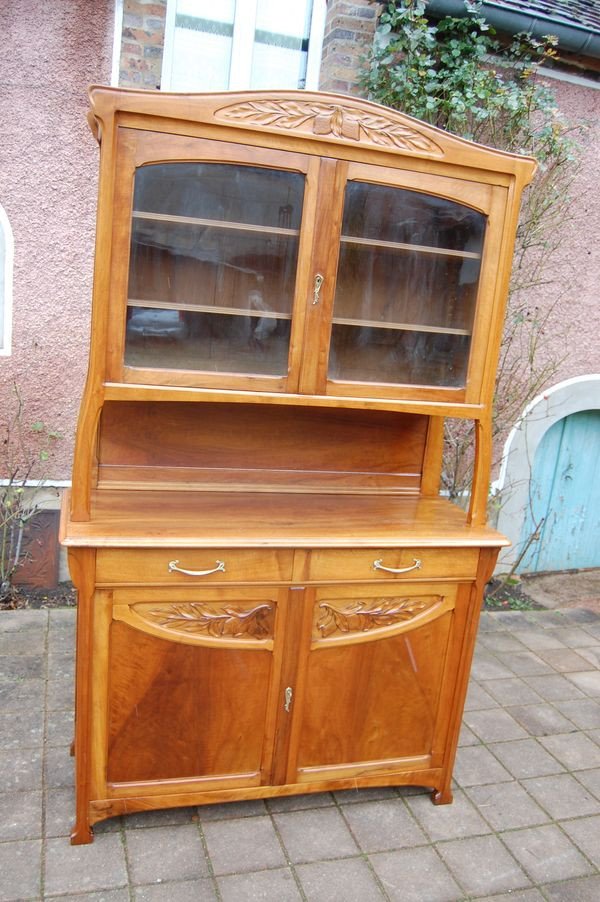 Buffet D Art Nouveau Period School Of Nancy In Burr Walnut And Oak-photo-2