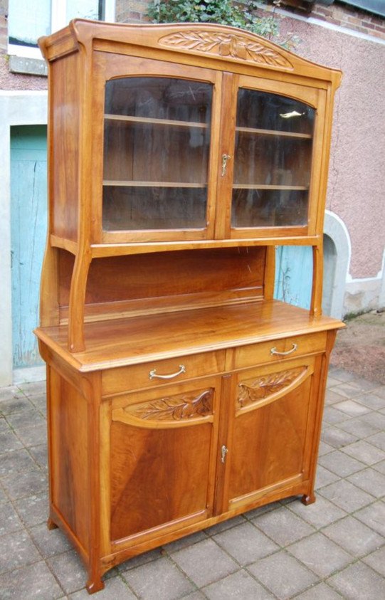 Buffet D Art Nouveau Period School Of Nancy In Burr Walnut And Oak