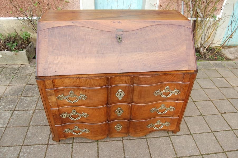 Commode Bureau à Pente D époque Louis XV En Noyer Du 18e Siécle En Noyer-photo-2