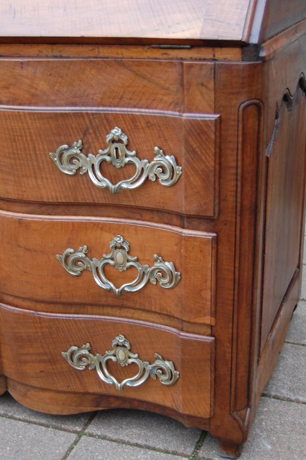 Commode Bureau à Pente D époque Louis XV En Noyer Du 18e Siécle En Noyer-photo-3