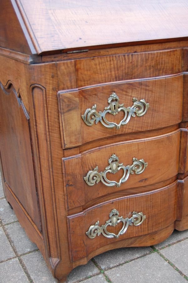 Commode Bureau à Pente D époque Louis XV En Noyer Du 18e Siécle En Noyer-photo-4