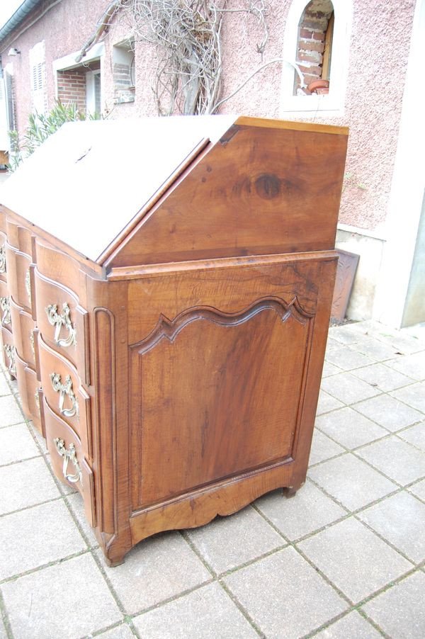 Commode Bureau à Pente D époque Louis XV En Noyer Du 18e Siécle En Noyer-photo-1