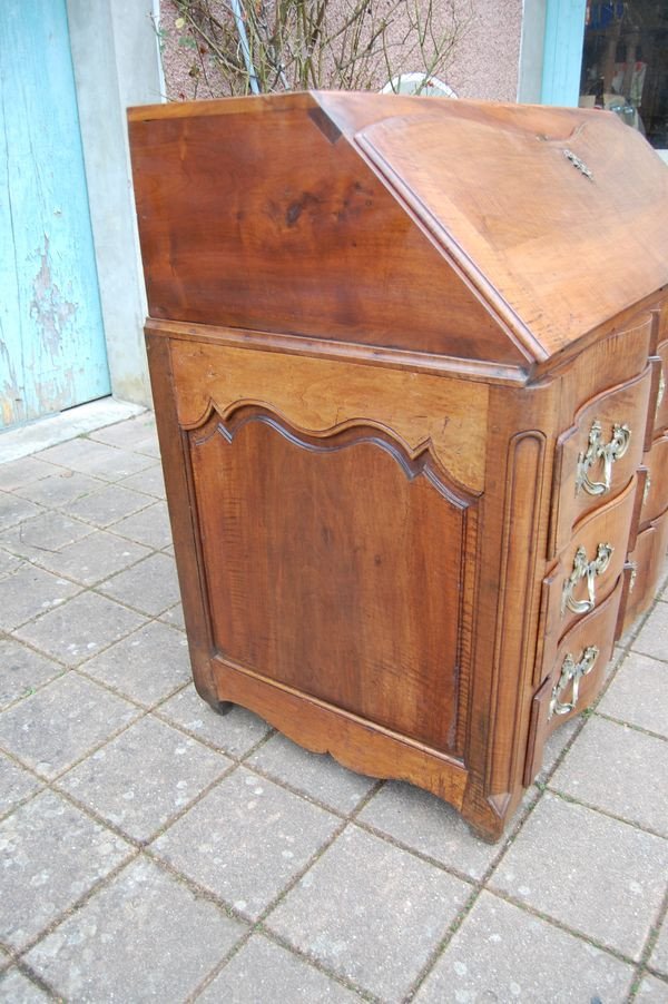 Commode Bureau à Pente D époque Louis XV En Noyer Du 18e Siécle En Noyer-photo-4