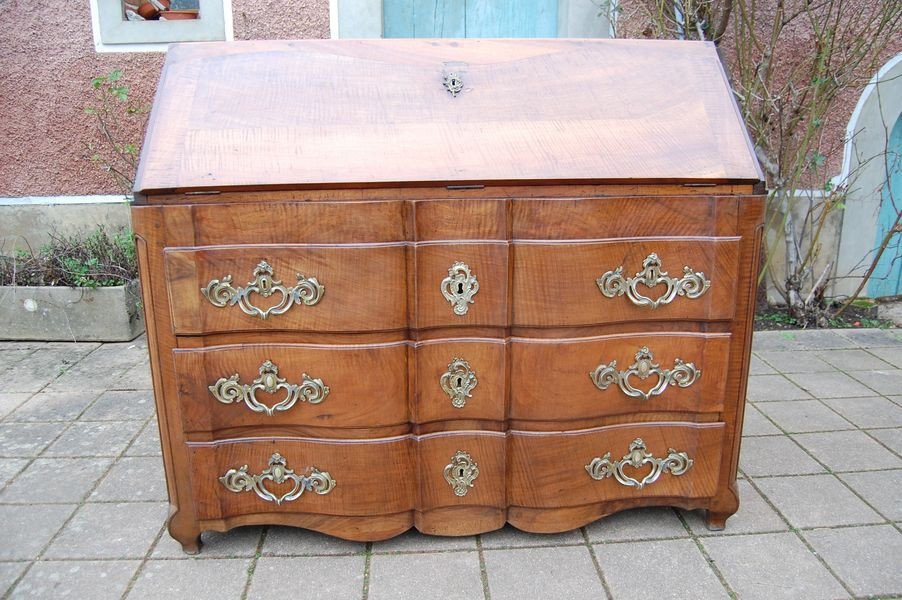 Commode Bureau à Pente D époque Louis XV En Noyer Du 18e Siécle En Noyer-photo-5