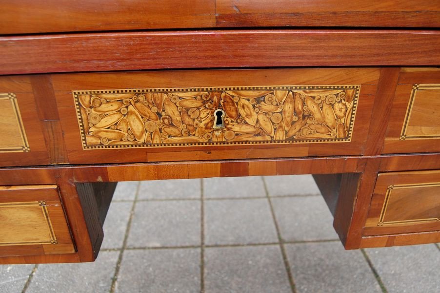 Cylinder Desk D Louis XVI Period In Walnut Er Plum Tree From The 18th Century-photo-3