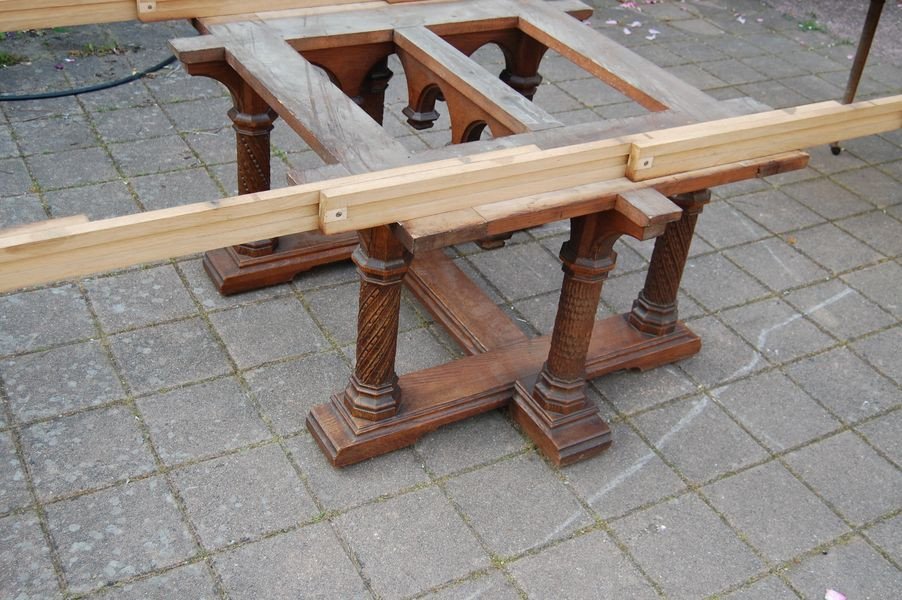 Napoleon III Oak Table With Six Extensions 18 Place Settings Late 19th Century-photo-3