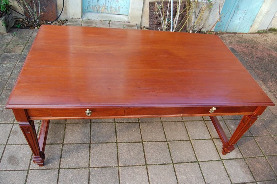Very Large Desk D Napoleon III In Mahogany From The 19th Century-photo-2