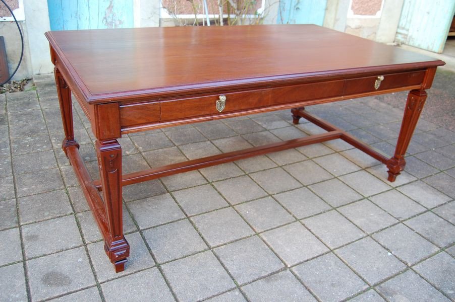 Very Large Desk D Napoleon III In Mahogany From The 19th Century-photo-4