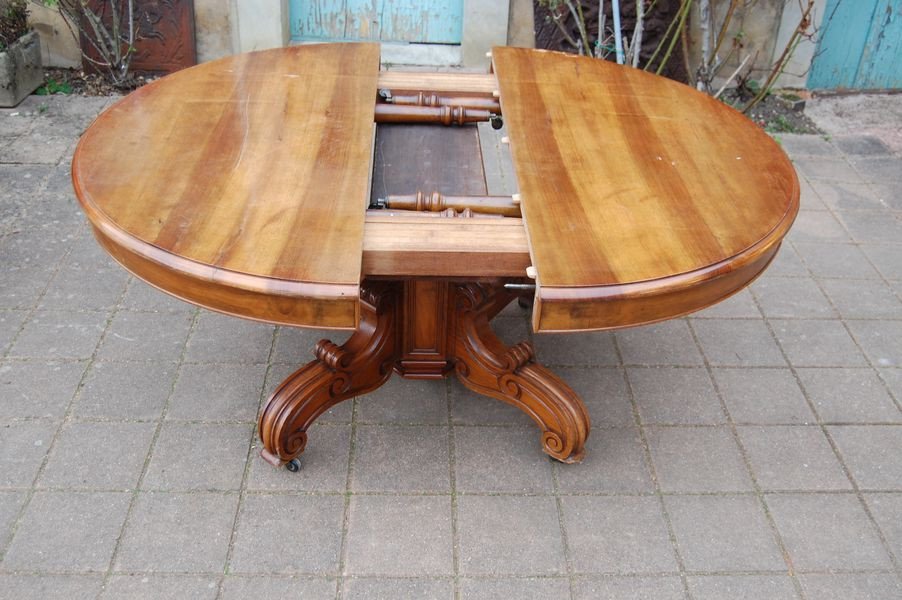 Table A Central Foot With Extensions 14 Walnut Cutlery From The 19th Century-photo-2