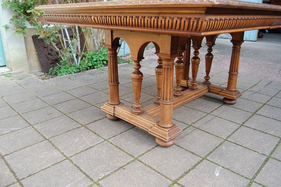 Napoleon III Table In Walnut Late 19th Century 16 Place Settings With 5 Extensions-photo-4