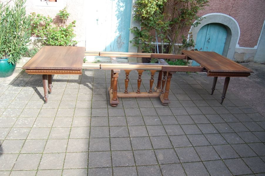 Napoleon III Table In Walnut Late 19th Century 16 Place Settings With 5 Extensions-photo-2