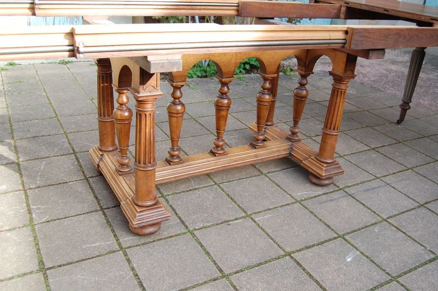 Napoleon III Table In Walnut Late 19th Century 16 Place Settings With 5 Extensions-photo-3