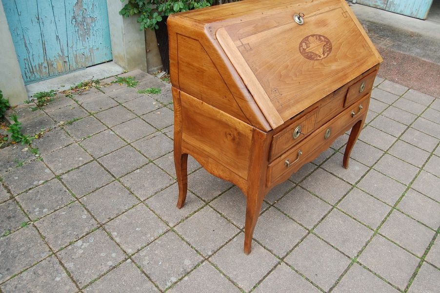 Bureau A Slope D Louis XVI In Walnut From The 18th Century-photo-3