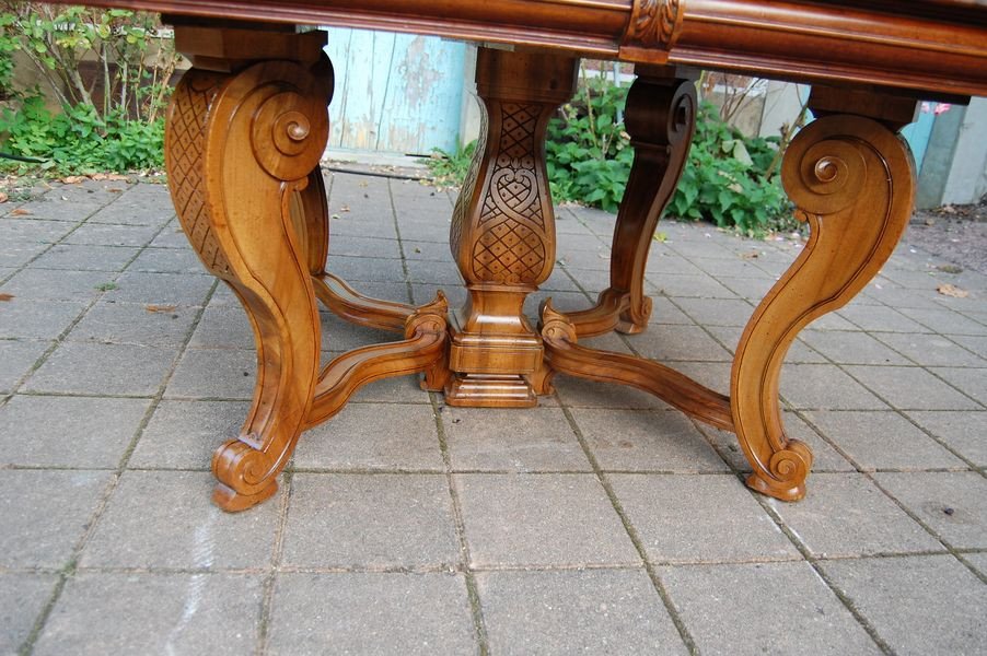 Napoleon III Table In Walnut Late 19th Century 5 Extensions 18 To 20 Place Settings-photo-2