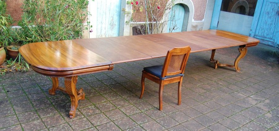 Napoleon III Table In Walnut Late 19th Century 5 Extensions 18 To 20 Place Settings-photo-4