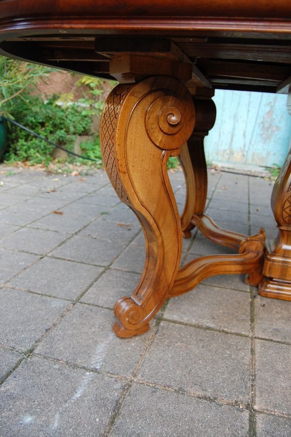 Napoleon III Table In Walnut Late 19th Century 5 Extensions 18 To 20 Place Settings-photo-2