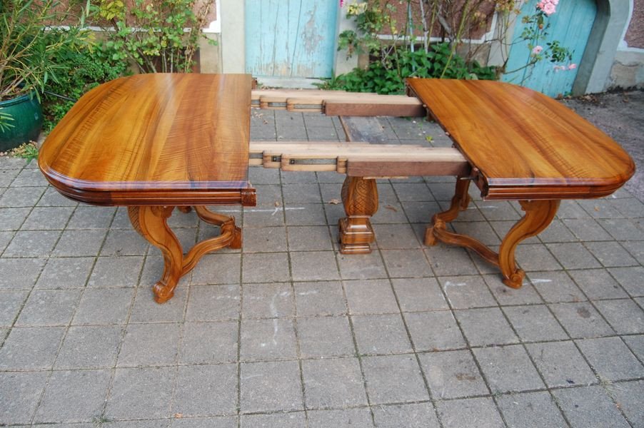 Napoleon III Table In Walnut Late 19th Century 5 Extensions 18 To 20 Place Settings-photo-3