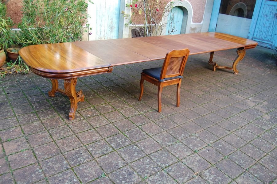 Napoleon III Table In Walnut Late 19th Century 5 Extensions 18 To 20 Place Settings-photo-7