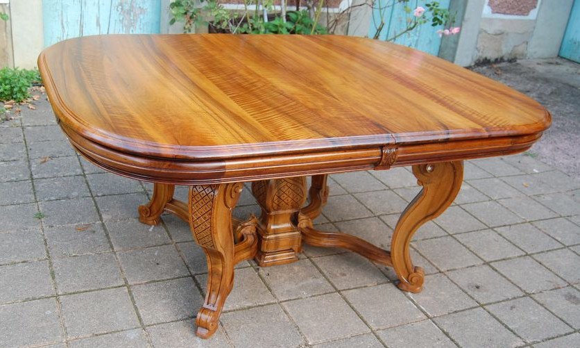 Napoleon III Table In Walnut Late 19th Century 5 Extensions 18 To 20 Place Settings