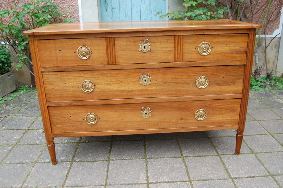 Louis XVI Period Commode In Walnut From The 18th Century-photo-2