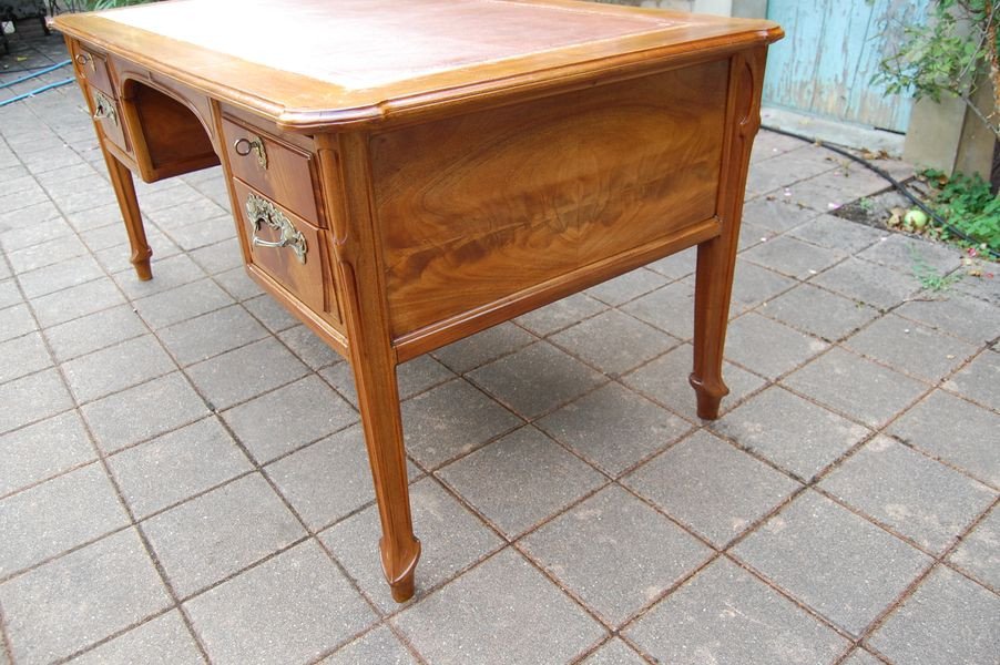 Large Art Nouveau Desk In Blond Mahogany From The 1900s-photo-2