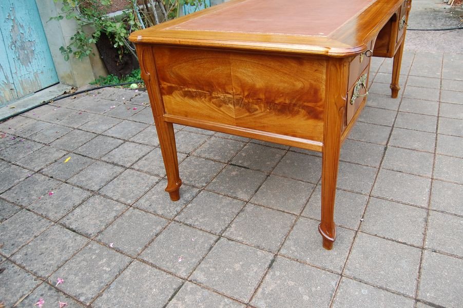 Large Art Nouveau Desk In Blond Mahogany From The 1900s-photo-3