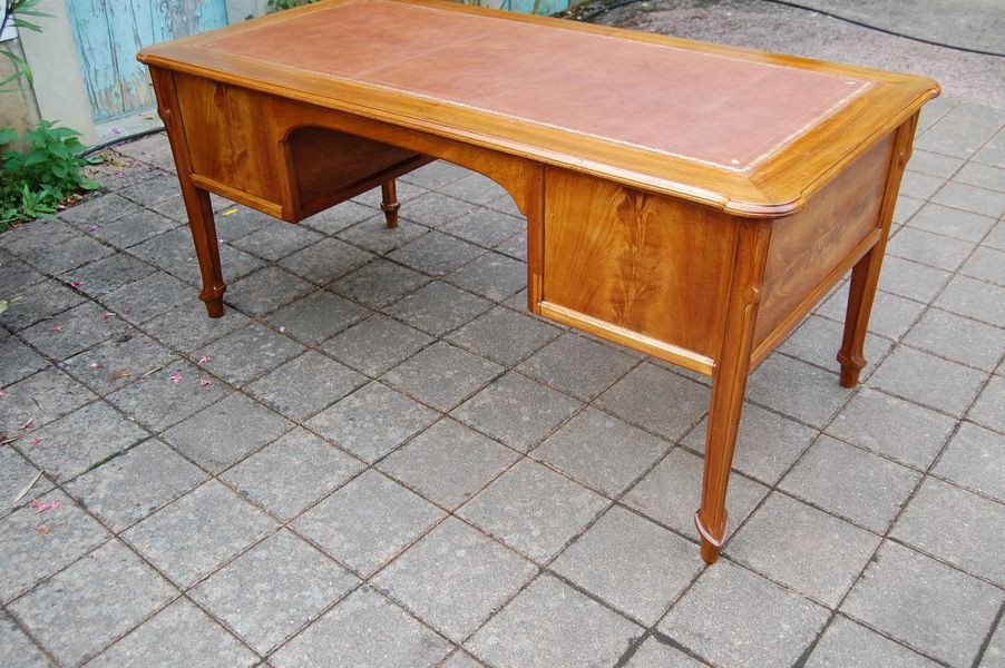 Large Art Nouveau Desk In Blond Mahogany From The 1900s-photo-8