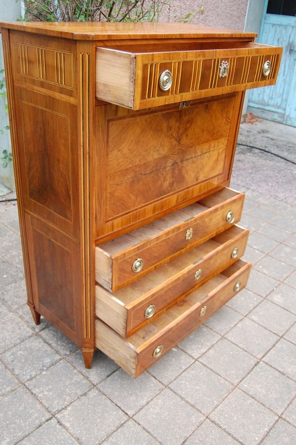 Louis XVI Period Walnut Secretary From The 18th Century-photo-4