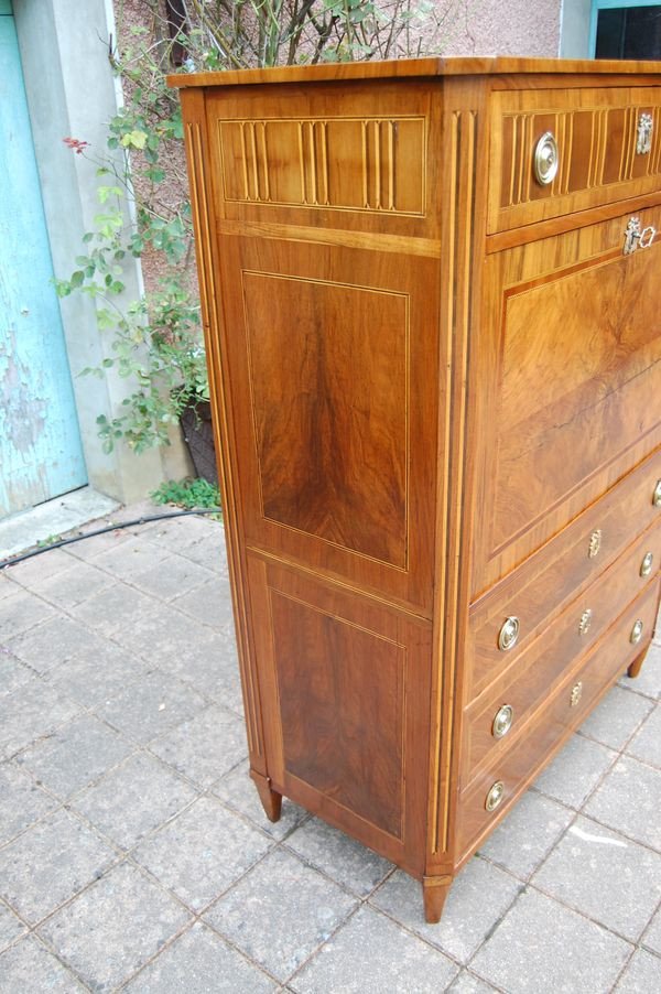 Louis XVI Period Walnut Secretary From The 18th Century-photo-2