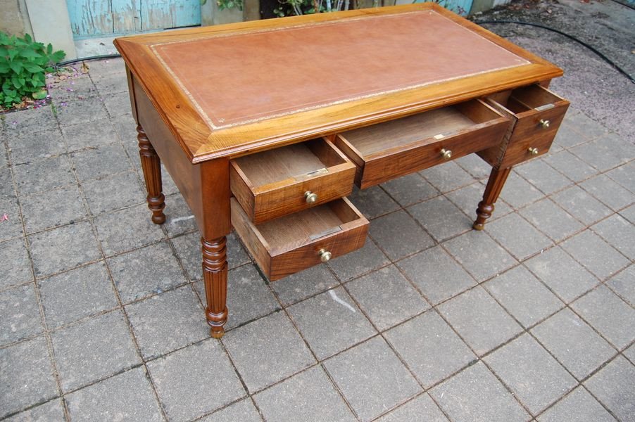 Louis Philippe Period Walnut Desk From The 19th Century-photo-4