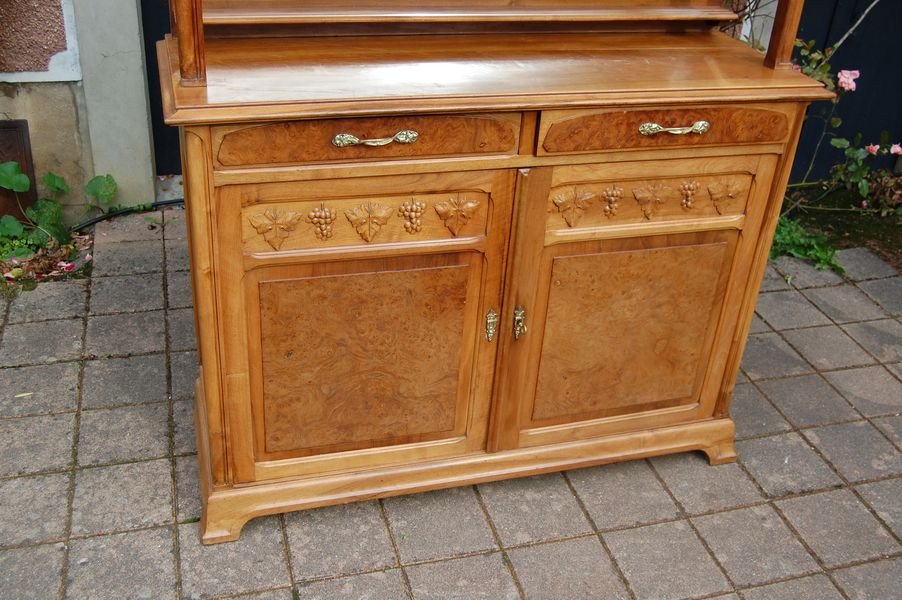 Art Nouveau Two-body Walnut Buffet From The 1900s-photo-2