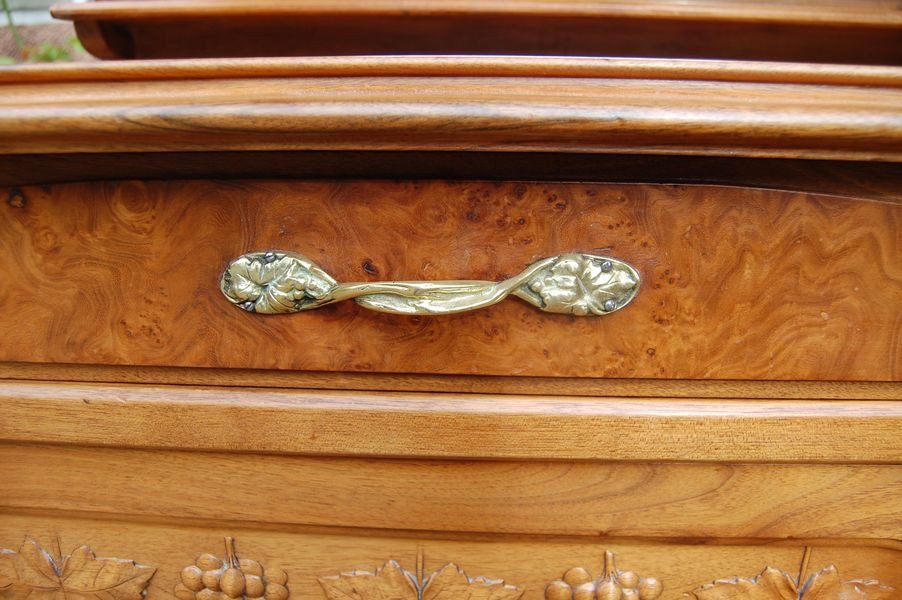 Art Nouveau Two-body Walnut Buffet From The 1900s-photo-1