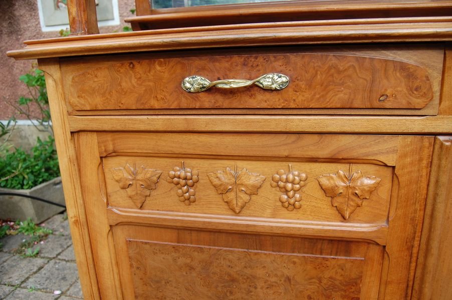 Art Nouveau Two-body Walnut Buffet From The 1900s-photo-2