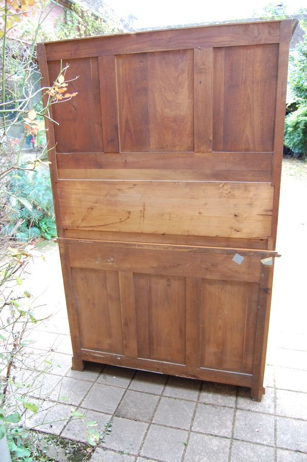 Art Nouveau Two-body Walnut Buffet From The 1900s-photo-4