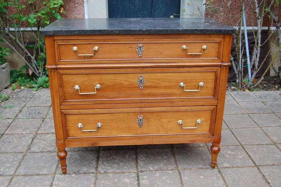 Small Louis XVI Period Chest Of Drawers In Cherry Wood From The 18th Century-photo-2