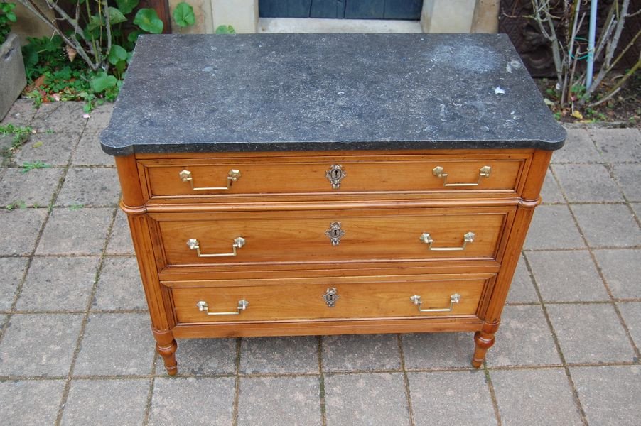 Small Louis XVI Period Chest Of Drawers In Cherry Wood From The 18th Century-photo-3