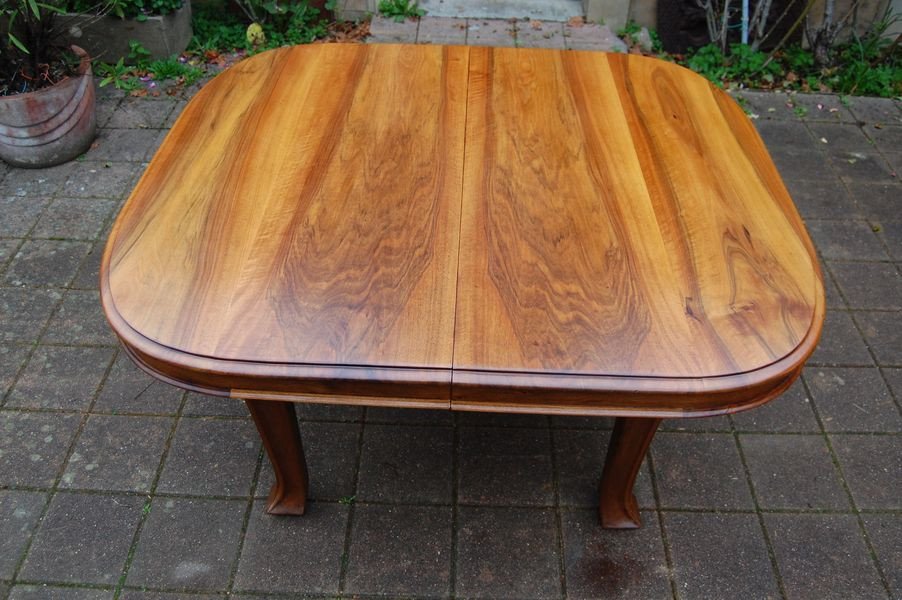 Art Nouveau Period Extendable Table In Walnut From The 1900s, Nancy School-photo-2