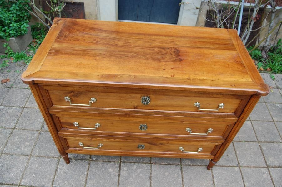 Louis XVI Period Chest Of Drawers In Walnut From The 18th Century-photo-3