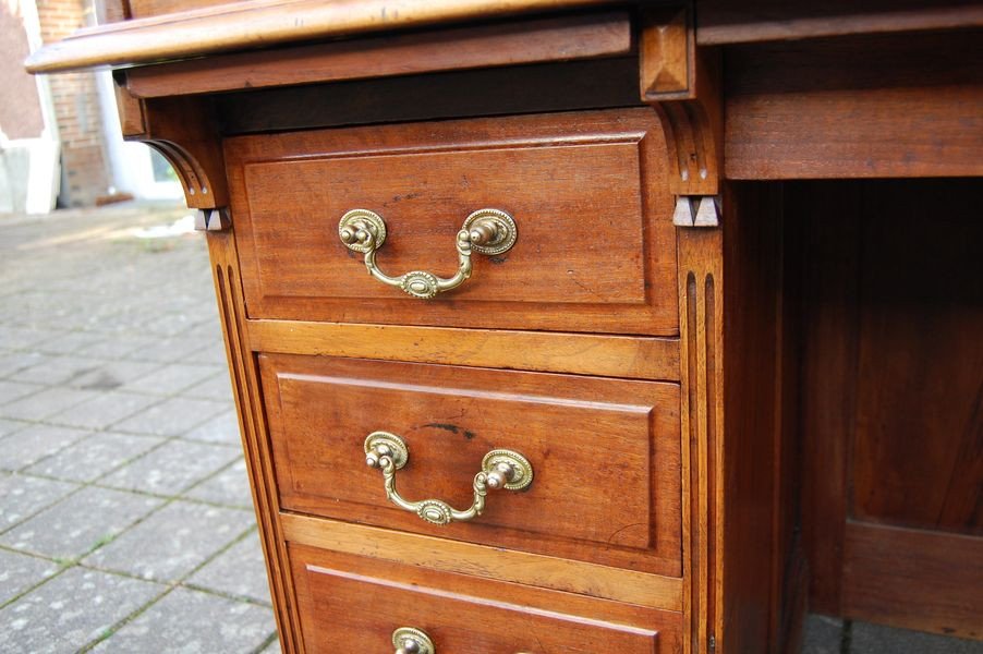 Bureau A Rideau En Noyer Des Années 1900-photo-5