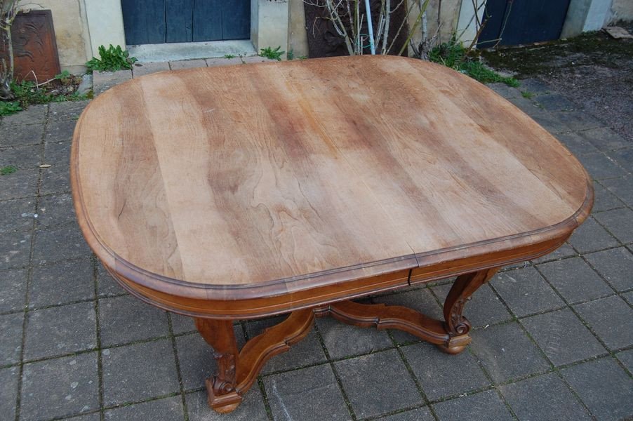 Napoleon III Walnut Table, Late 19th Century, 16 Place Settings, With 4 Extensions-photo-3